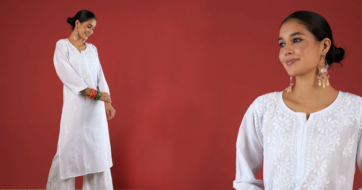 Perfect Your Republic Day Look with a White Chikankari Kurta