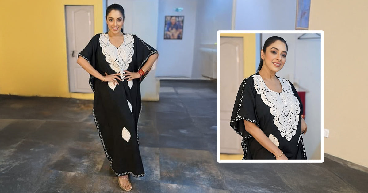 Rupali Ganguly's Elegant Look in ShopNamastay's Sable Black Kashmiri Kaftan