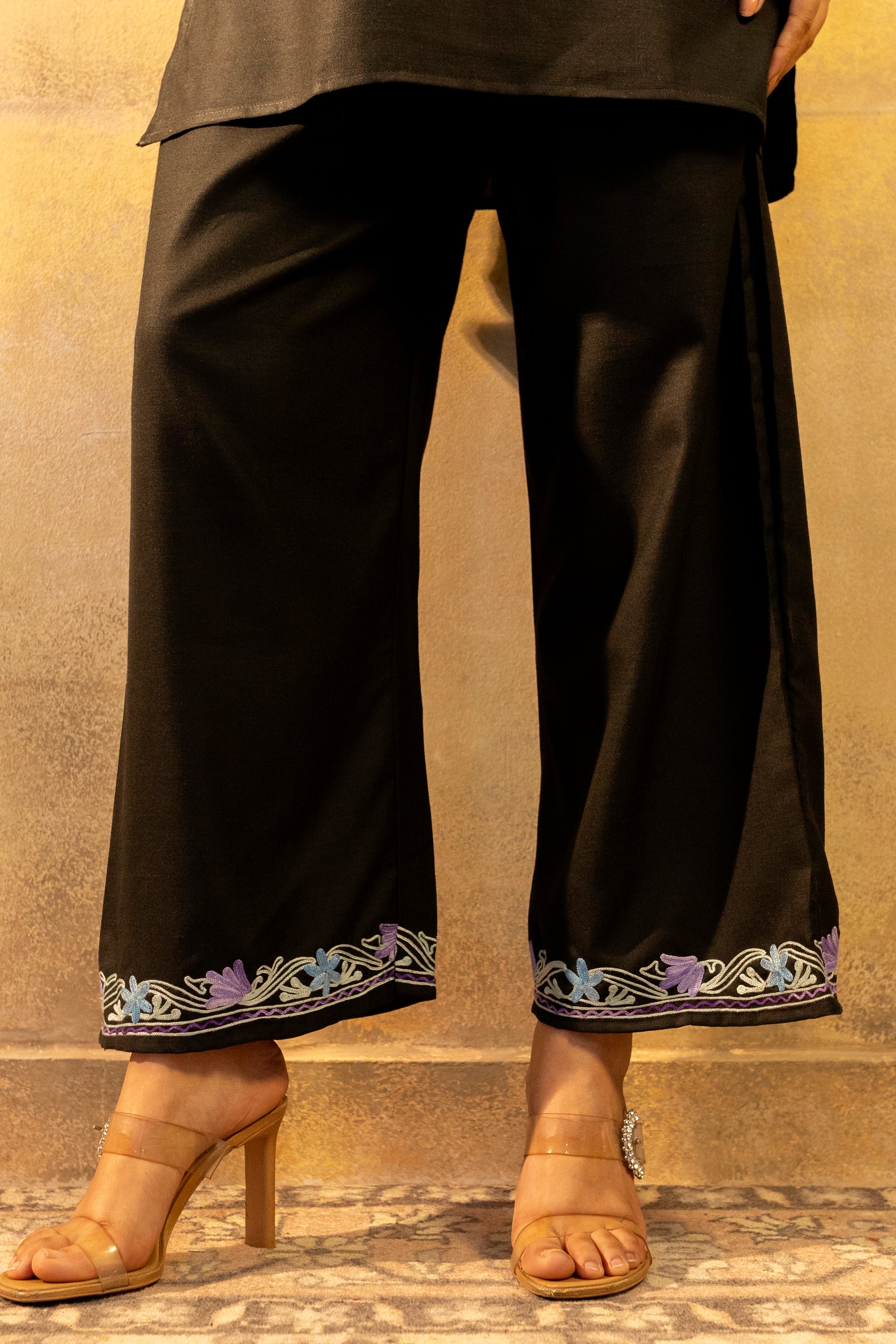 Galantea Black Kashmiri Kurta Pants Coord Set