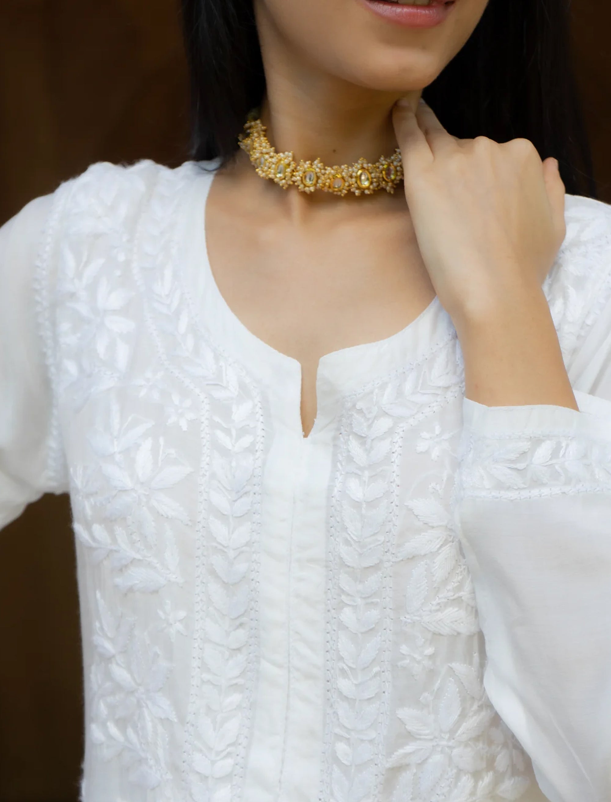 Aafreen White on White Chikankari Kurta