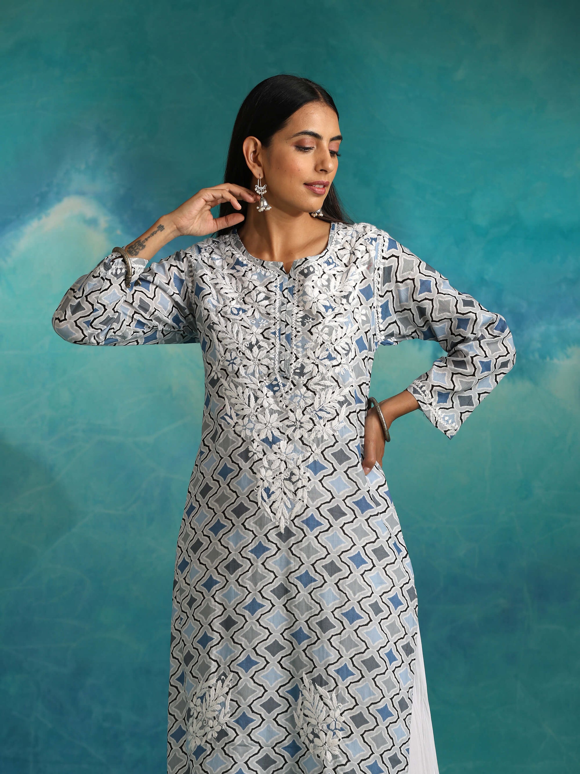 Farah Printed Mulmul Straight Kurta