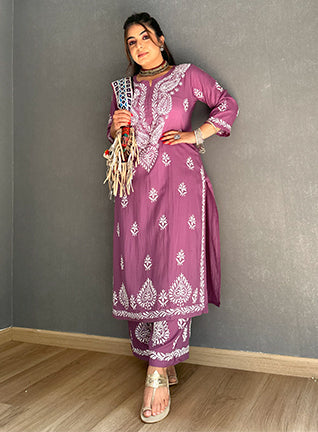 Nagma Chikankari Straight Kurta Coord Set