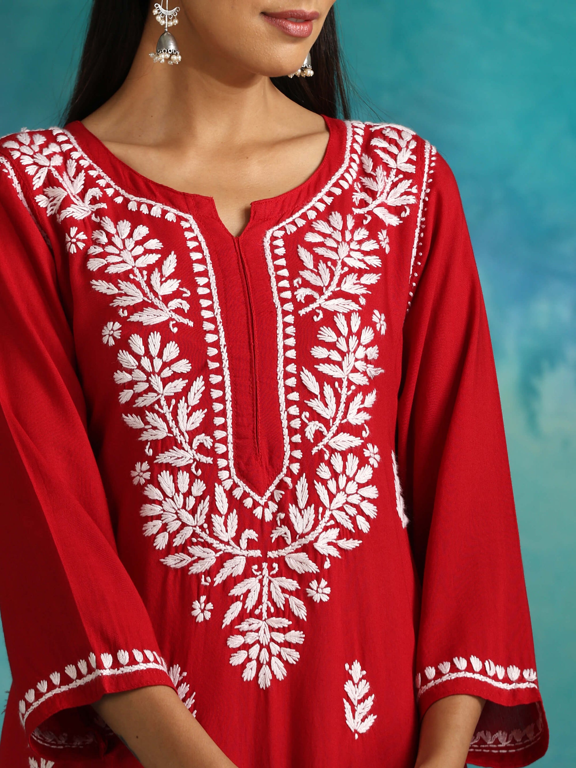 Naaz Maroon Chikankari Kurta