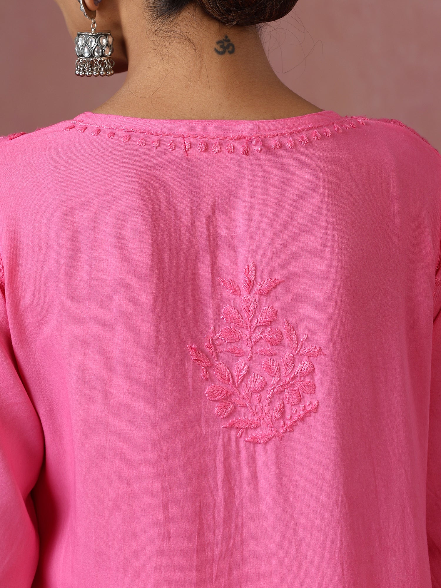 Nadia Pink Ombre Chikankari Straight Kurta